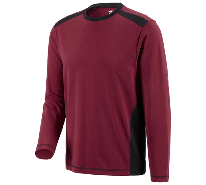 Hauptansicht, e.s.active, Longsleeve cotton e.s.active, bordeaux/schwarz