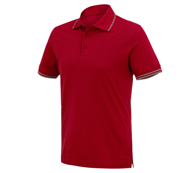 Hauptansicht, Herren, e.s. Polo-Shirt cotton Deluxe Colour, feuerrot/aluminium