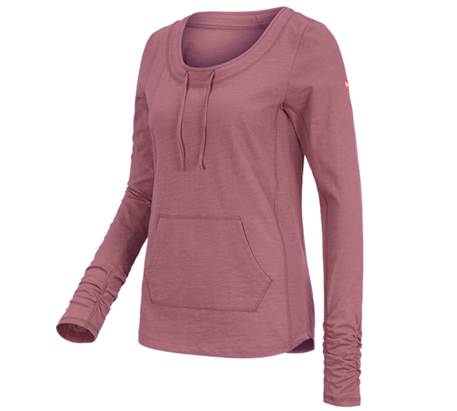 Vista principale, Longsleeve, e.s. longsleeve cotton slub, donna, rosa antico