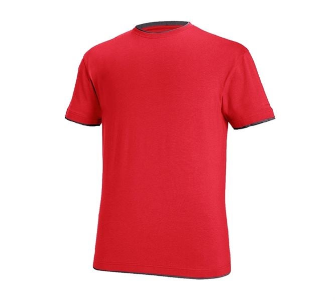 Vista principale, T-shirt, e.s. t-shirt cotton stretch Layer, rosso fuoco/nero