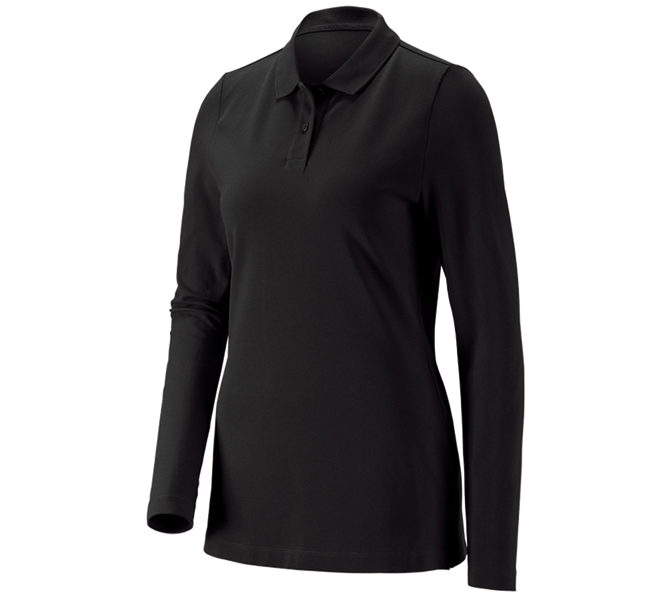 e.s. Piqué-Polo Longsleeve cotton stretch,Damen