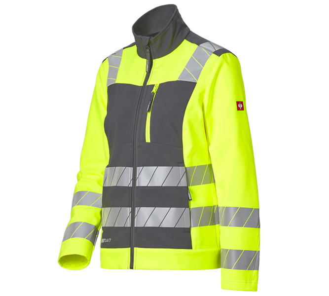 Hauptansicht, Neuheiten, Warnschutz Softshelljacke e.s.motion 24/7, Damen, anthrazit/warngelb