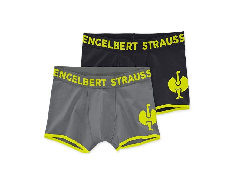 Hauptansicht, Pants | Boxershorts, Pants cotton stretch e.s.trail, 2er Pack, schwarz/acidgelb+basaltgrau/acidgelb