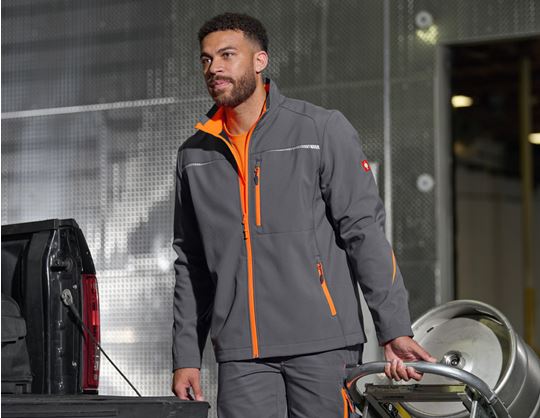 Vista 1, Giacca Softshell­ e.s.​motion 2020, antracite /arancio fluo