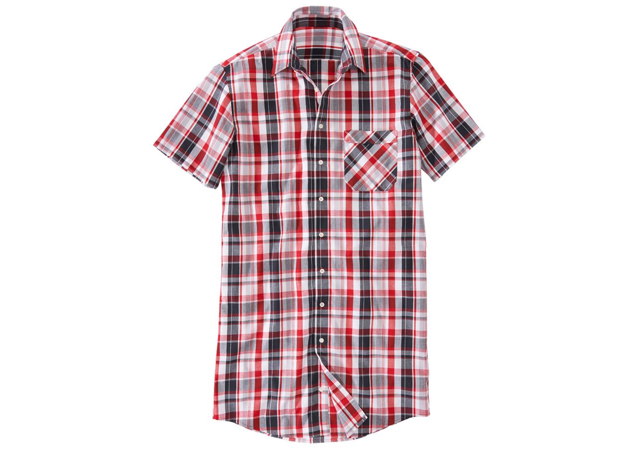 Shirts & Co.: Kurzarm-Hemd Lübeck, extra lang + weiß/schwarz/rot