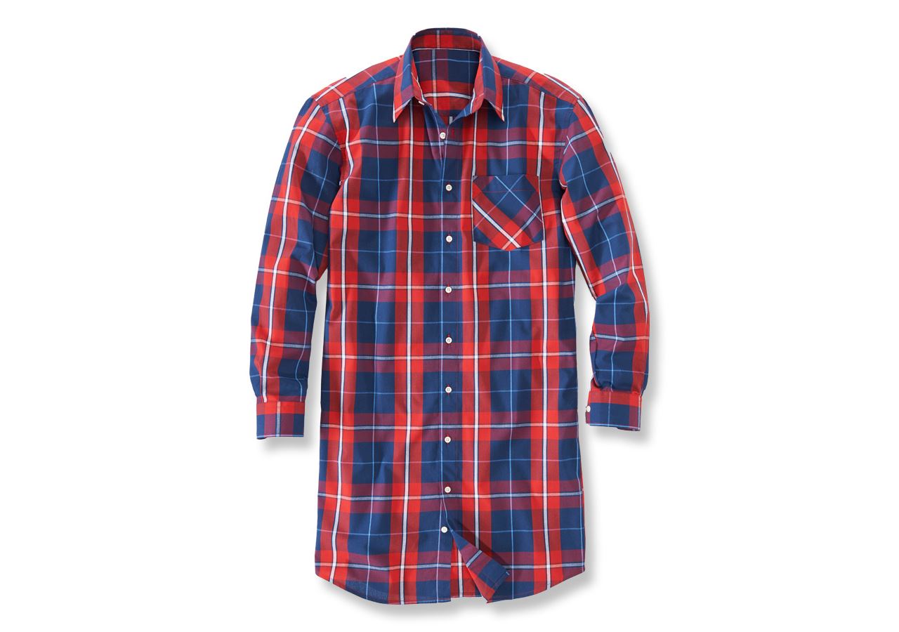 Maglie | Pullover | Camicie: Camicia a manica lunga Hamburg, extra lunga + rosso/blu scuro/bianco