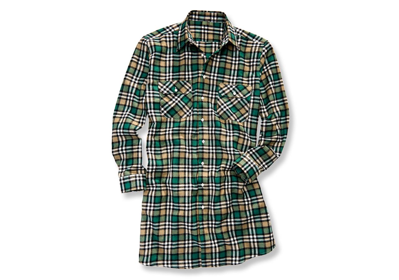 Maglie | Pullover | Camicie: Camicia in cotone Bergen, extra lunga + verde/nero/gesso
