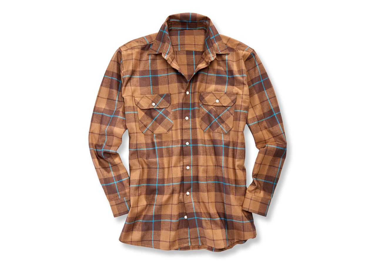 Maglie | Pullover | Camicie: Camicia in cotone Hannover, lunghezza normale + castagna/nocciola/petrolio scuro