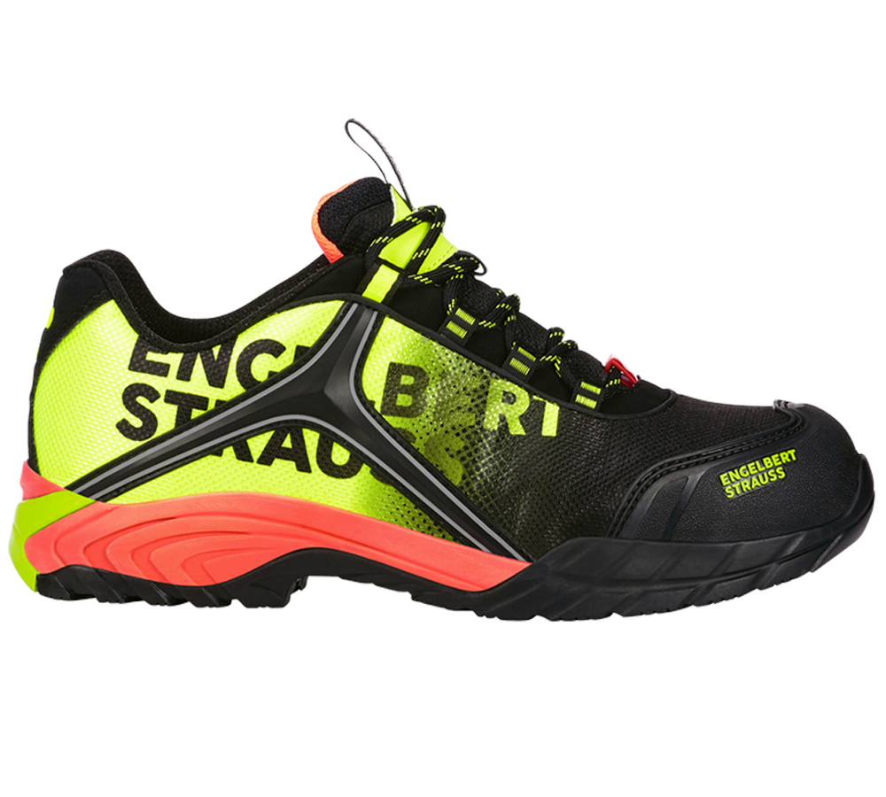 Safety Trainers: e.s. S1 scarpe basse antinfortunistiche Merak + nero/giallo fluo/arancio fluo