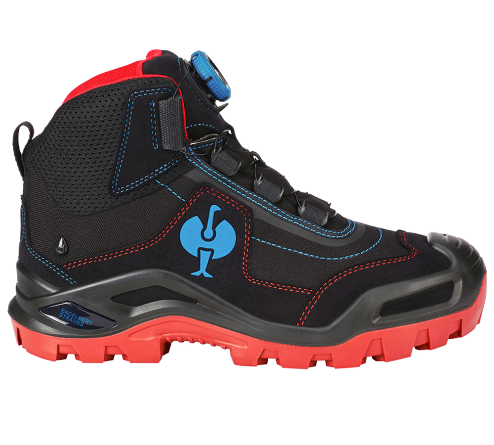 S3: S3 scarpe antinfortunistiche e.s. Kastra II mid + nero/rosso fuoco/blu genziana