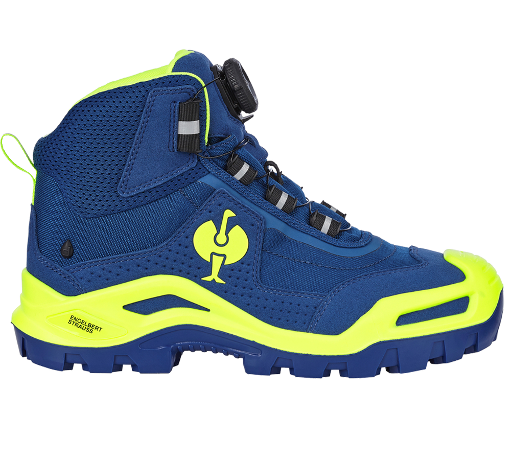 Scarpe: S3 scarpe antinfortunistiche e.s. Kastra II mid + blu reale/giallo fluo