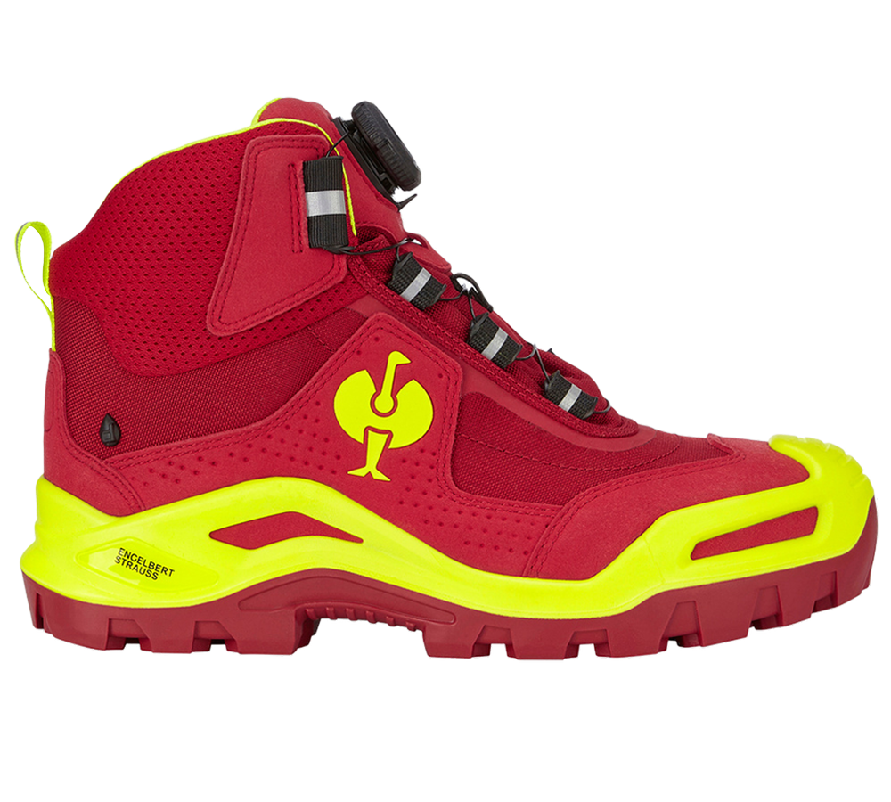 Scarpe: S3 scarpe antinfortunistiche e.s. Kastra II mid + rosso/giallo fluo