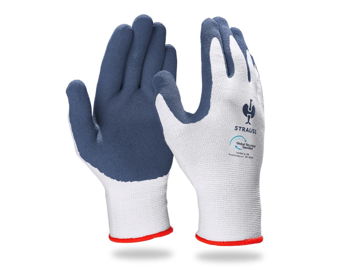 Arbeitsschutz: e.s. Latexschaum-Handschuhe recycled, 3 Paar + blau/weiß