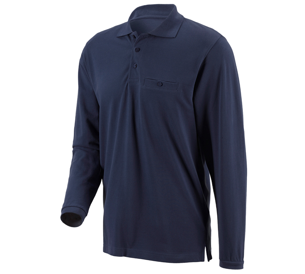 Maglie | Pullover | Camicie: e.s. longsleeve polo cotton Pocket + blu scuro