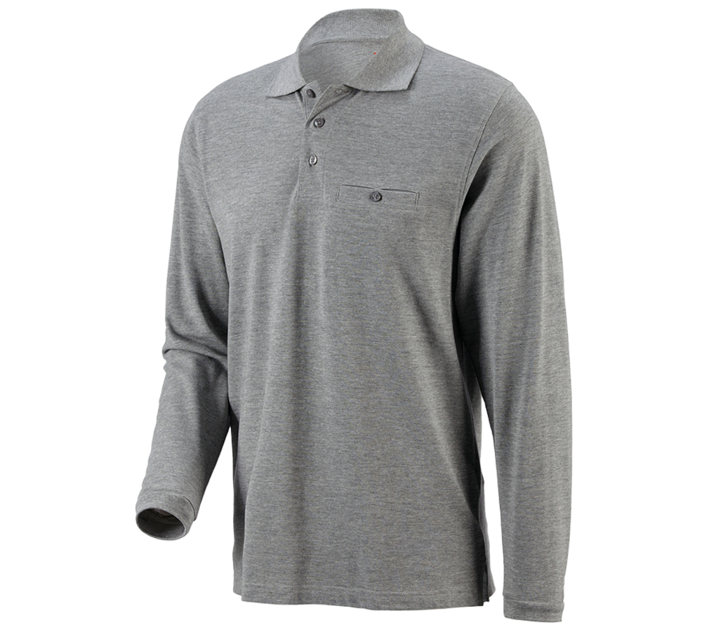Maglie | Pullover | Camicie: e.s. longsleeve polo cotton Pocket + grigio sfumato