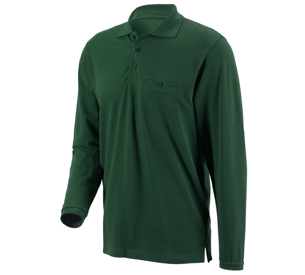 Maglie | Pullover | Camicie: e.s. longsleeve polo cotton Pocket + verde