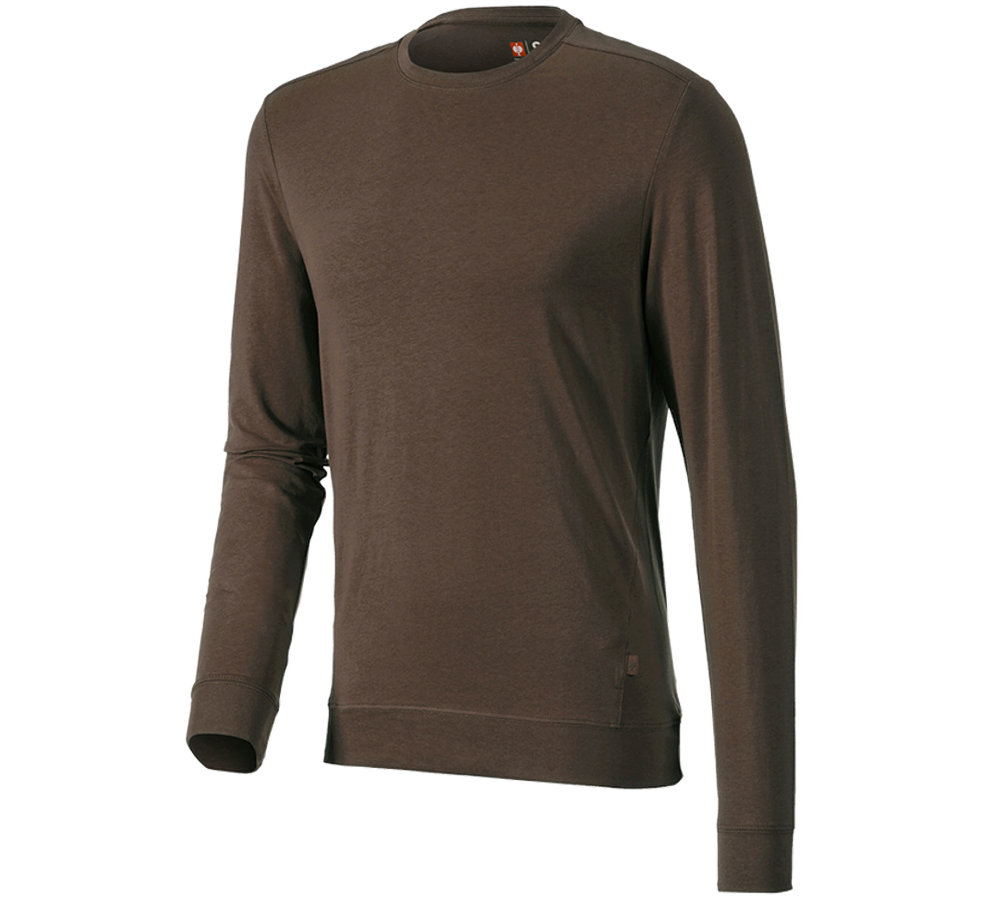 Maglie | Pullover | Camicie: e.s. longsleeve cotton stretch + castagna