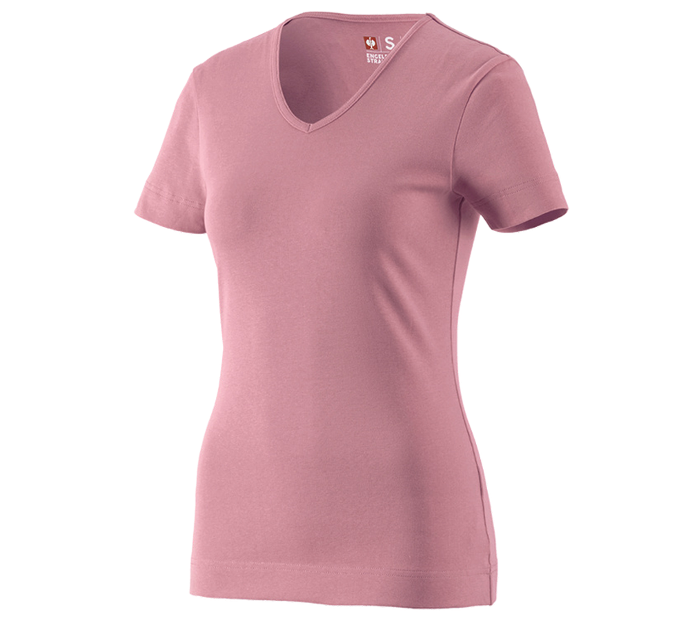 Maglie | Pullover | Bluse: e.s. t-shirt cotton V-Neck, donna + rosa antico