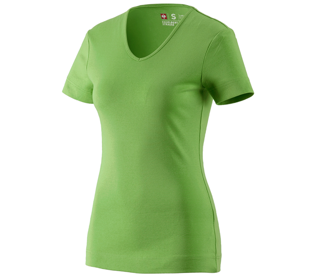Maglie | Pullover | Bluse: e.s. t-shirt cotton V-Neck, donna + verde mare
