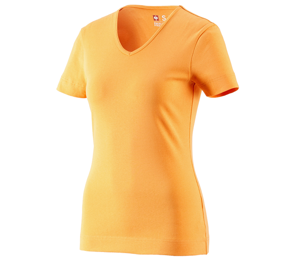 Maglie | Pullover | Bluse: e.s. t-shirt cotton V-Neck, donna + arancio chiaro