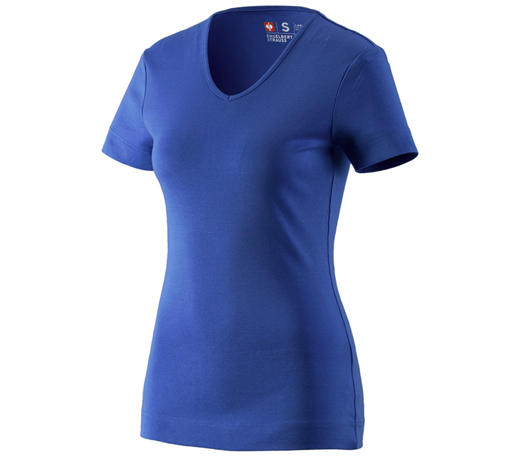 Temi: e.s. t-shirt cotton V-Neck, donna + blu reale