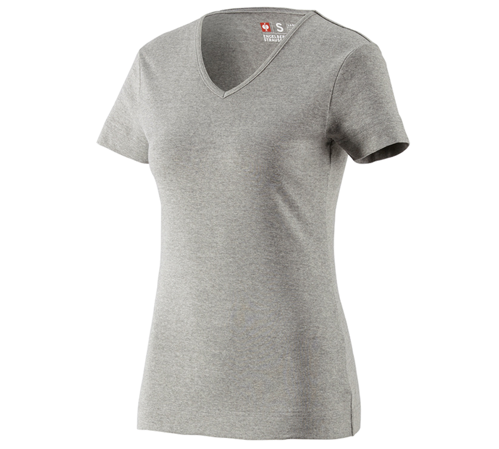 Maglie | Pullover | Bluse: e.s. t-shirt cotton V-Neck, donna + grigio sfumato