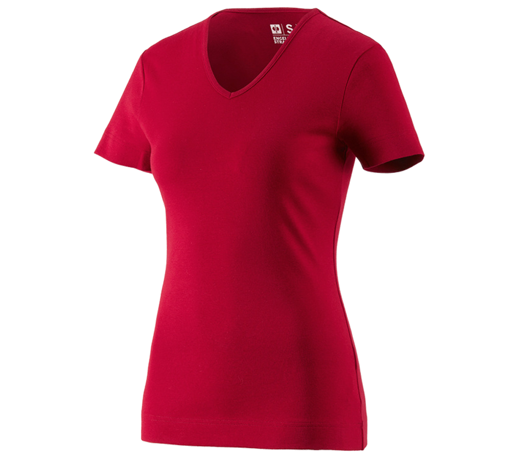 Maglie | Pullover | Bluse: e.s. t-shirt cotton V-Neck, donna + rosso