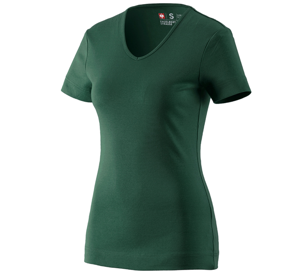 Maglie | Pullover | Bluse: e.s. t-shirt cotton V-Neck, donna + verde