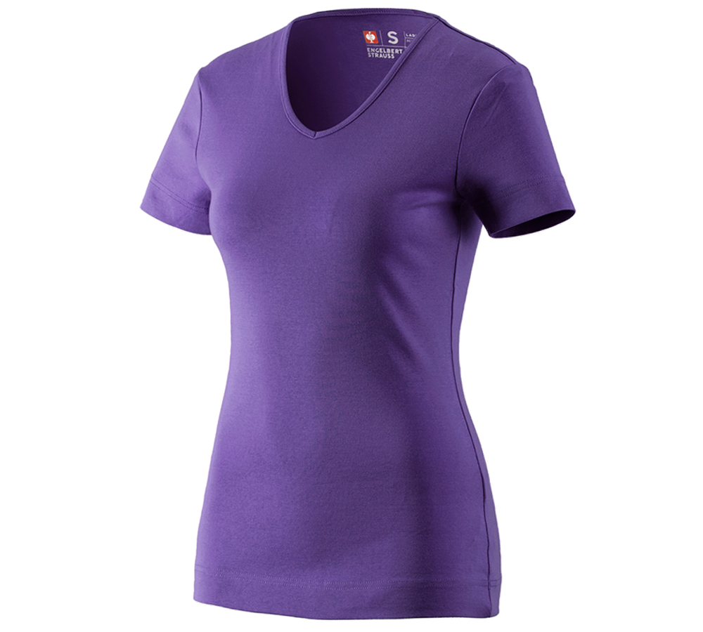 Temi: e.s. t-shirt cotton V-Neck, donna + violetto