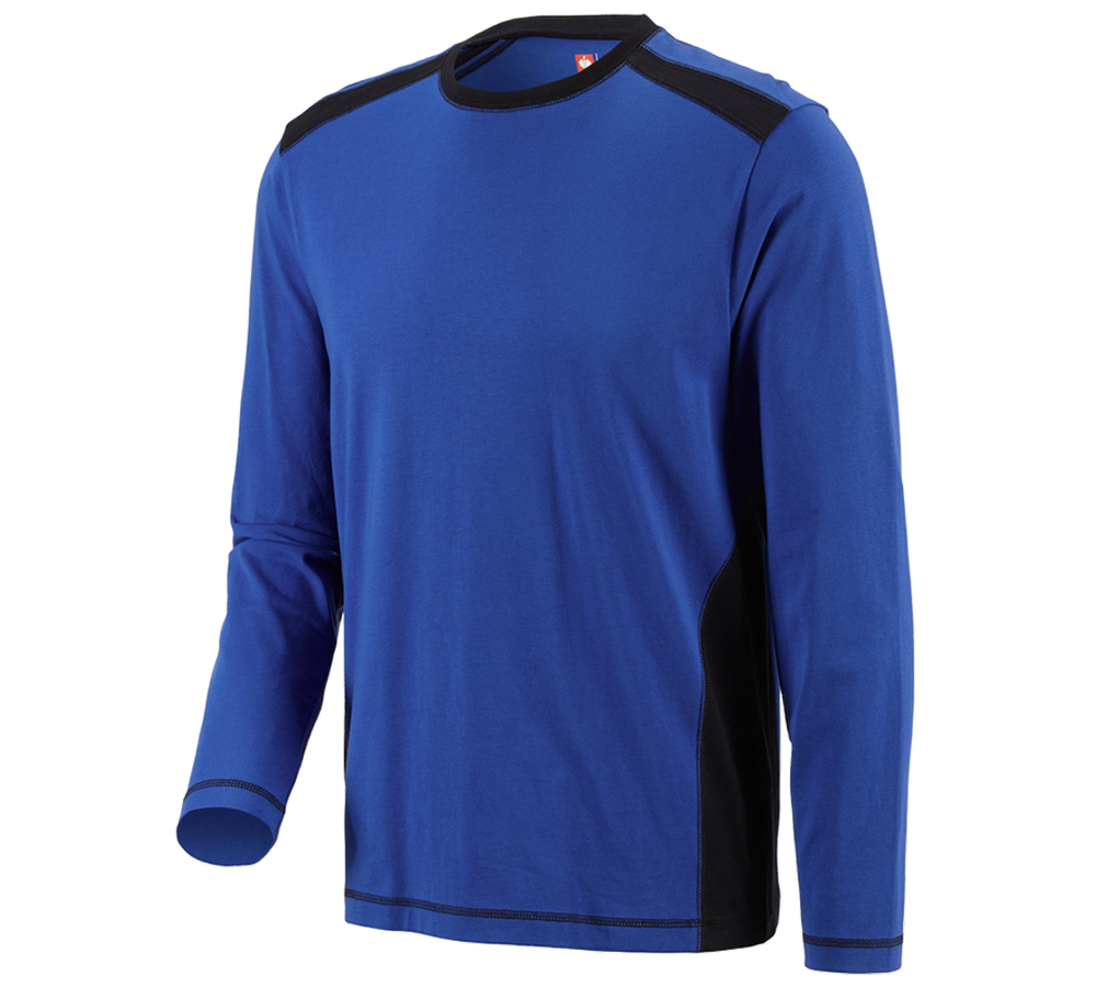 Shirts & Co.: Longsleeve cotton e.s.active + kornblau/schwarz