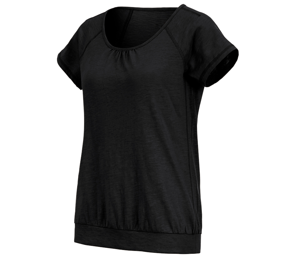 Maglie | Pullover | Bluse: e.s. t-shirt cotton slub, donna + nero