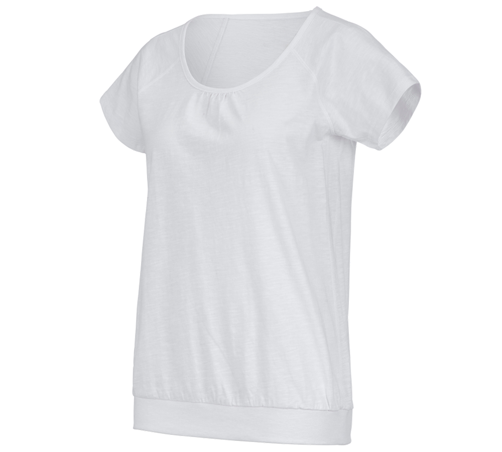 Maglie | Pullover | Bluse: e.s. t-shirt cotton slub, donna + bianco