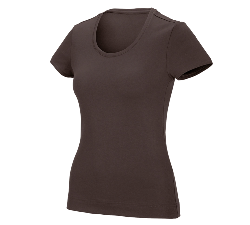 Maglie | Pullover | Bluse: e.s. t-shirt funzionale poly cotton, donna + castagna