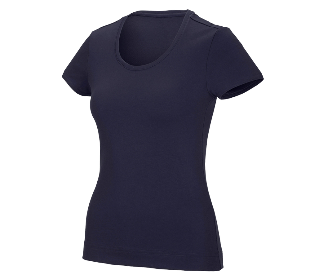 Maglie | Pullover | Bluse: e.s. t-shirt funzionale poly cotton, donna + blu scuro