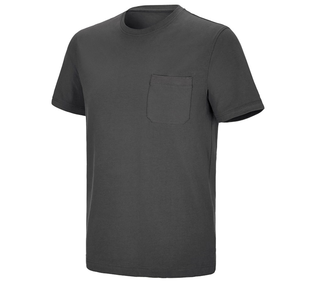 Maglie | Pullover | Camicie: e.s. t-shirt cotton stretch Pocket + antracite 