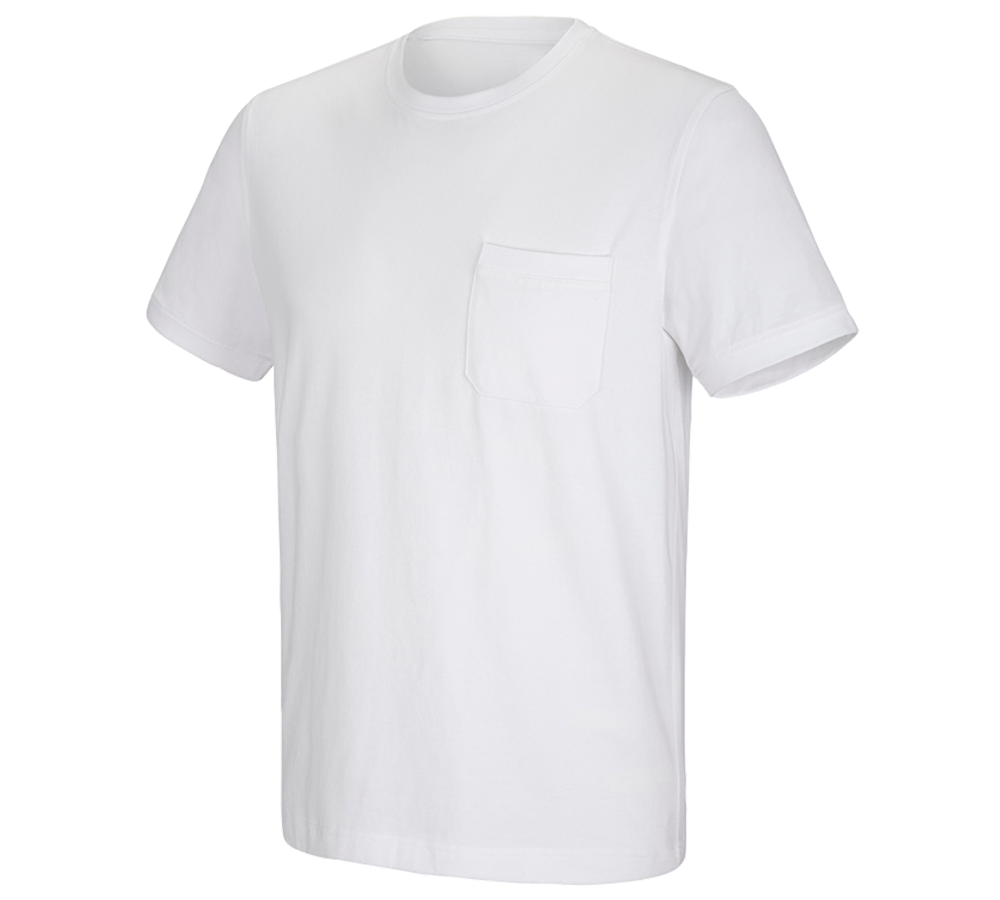 Temi: e.s. t-shirt cotton stretch Pocket + bianco