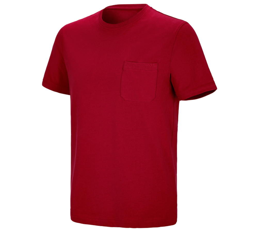 Temi: e.s. t-shirt cotton stretch Pocket + rosso fuoco