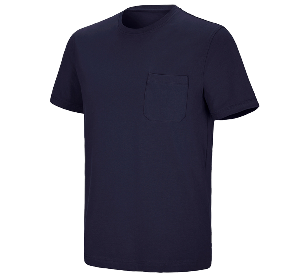 Maglie | Pullover | Camicie: e.s. t-shirt cotton stretch Pocket + blu scuro