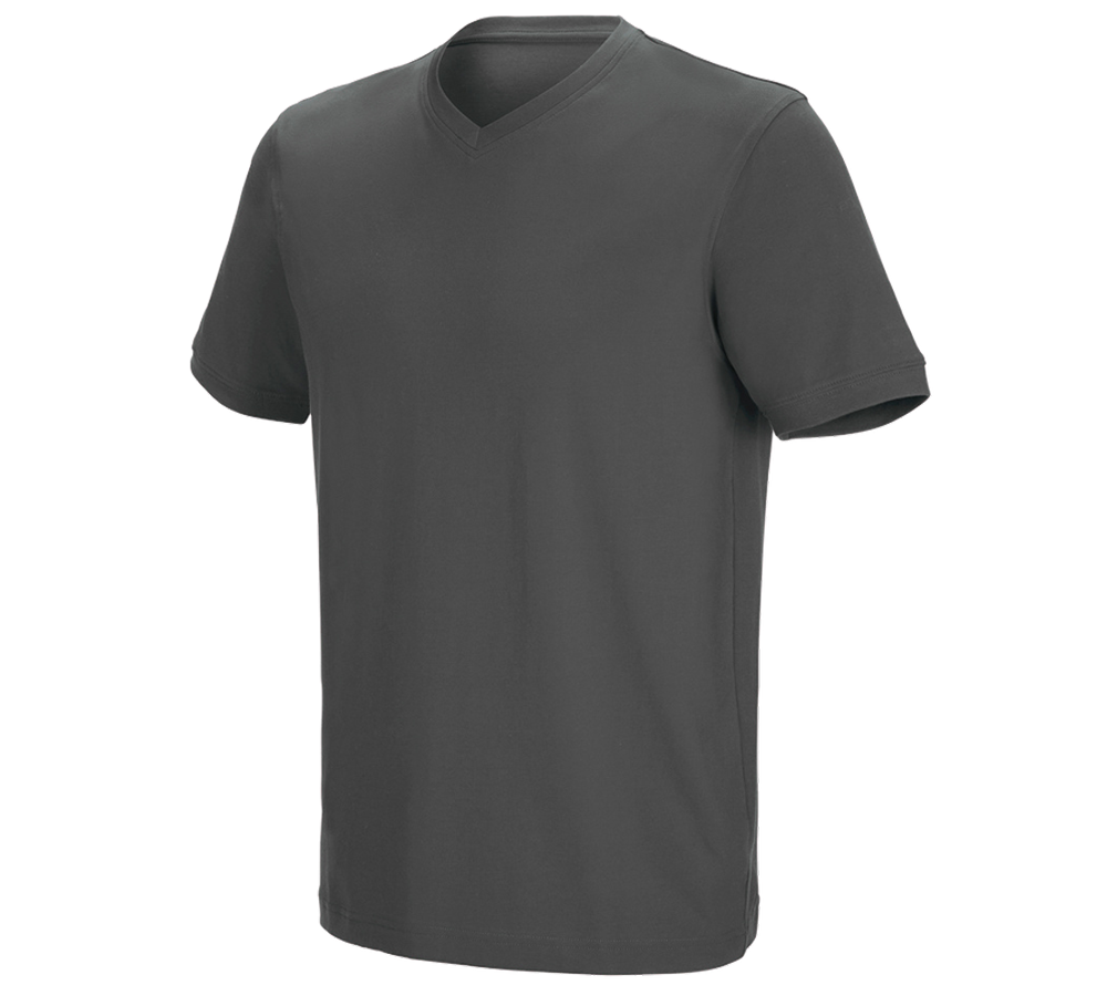 Maglie | Pullover | Camicie: e.s. t-shirt cotton stretch V-Neck + antracite 