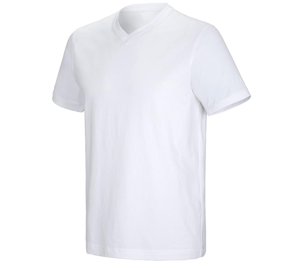 Maglie | Pullover | Camicie: e.s. t-shirt cotton stretch V-Neck + bianco