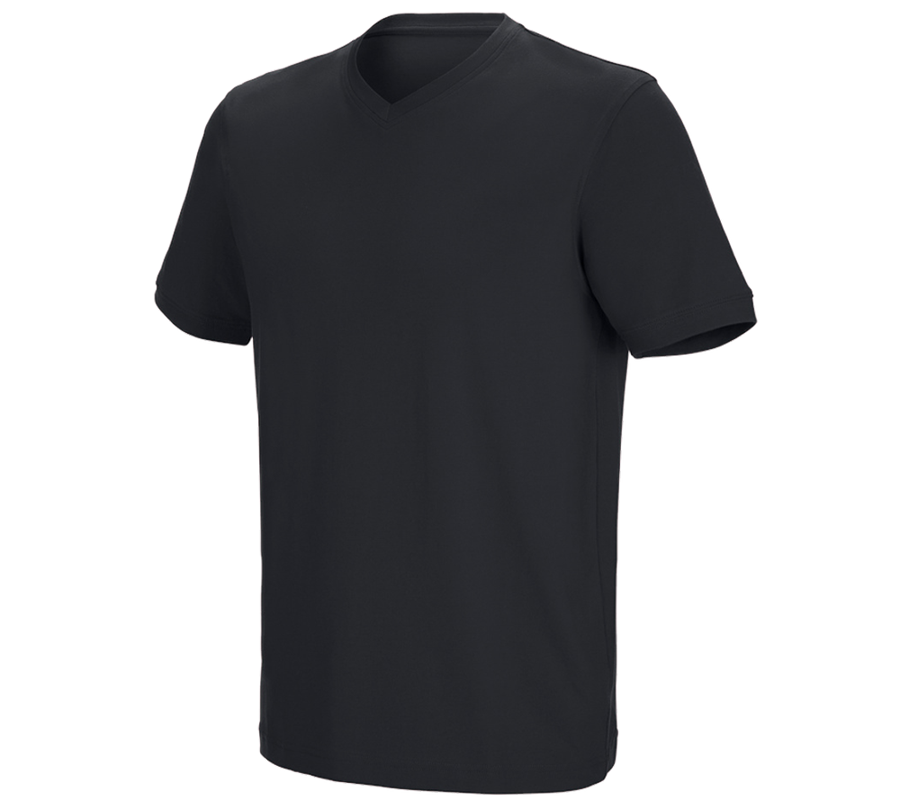 Maglie | Pullover | Camicie: e.s. t-shirt cotton stretch V-Neck + nero