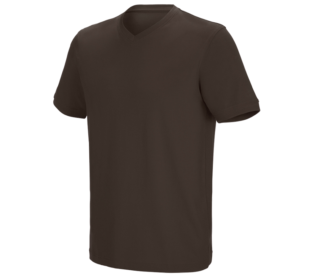 Maglie | Pullover | Camicie: e.s. t-shirt cotton stretch V-Neck + castagna