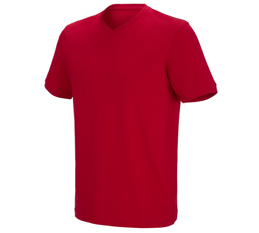 Temi: e.s. t-shirt cotton stretch V-Neck + rosso fuoco