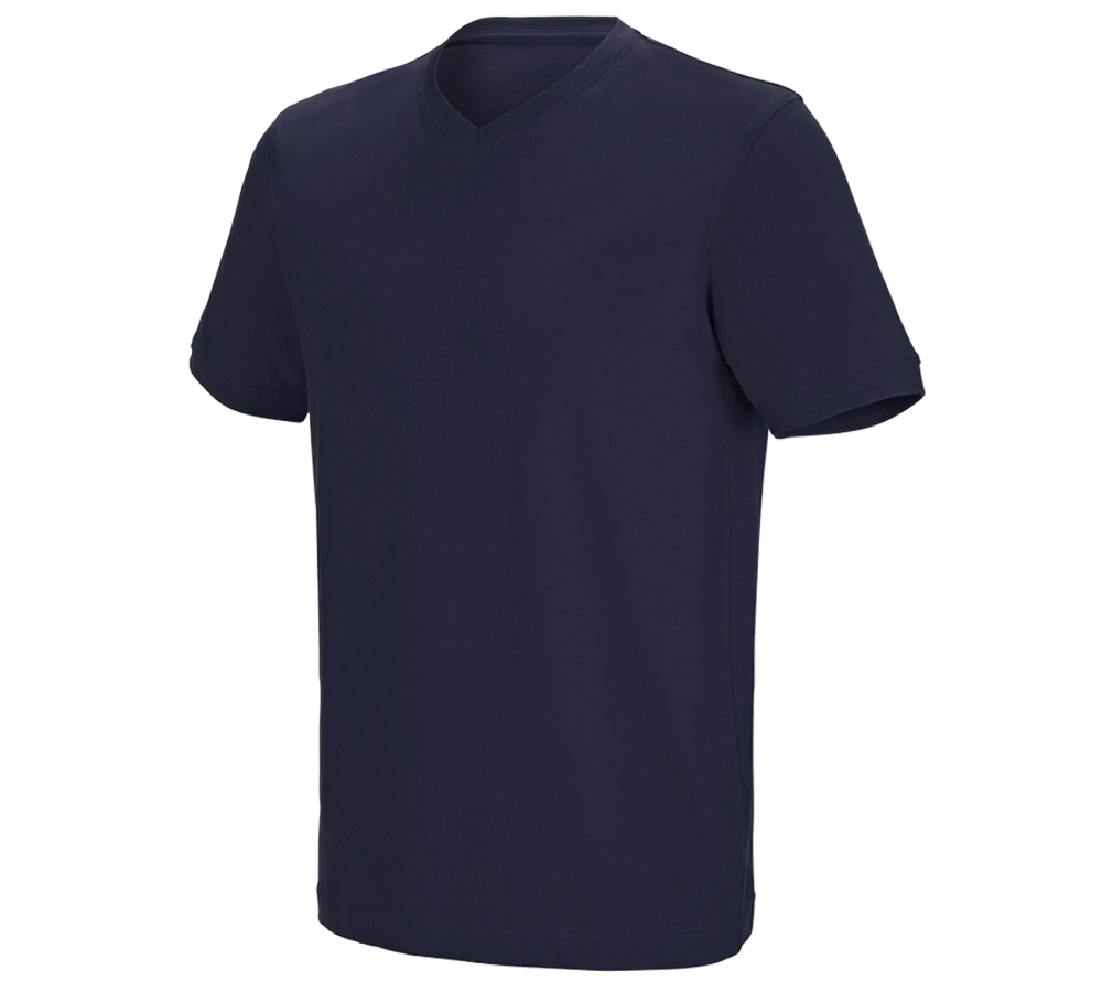 Maglie | Pullover | Camicie: e.s. t-shirt cotton stretch V-Neck + blu scuro
