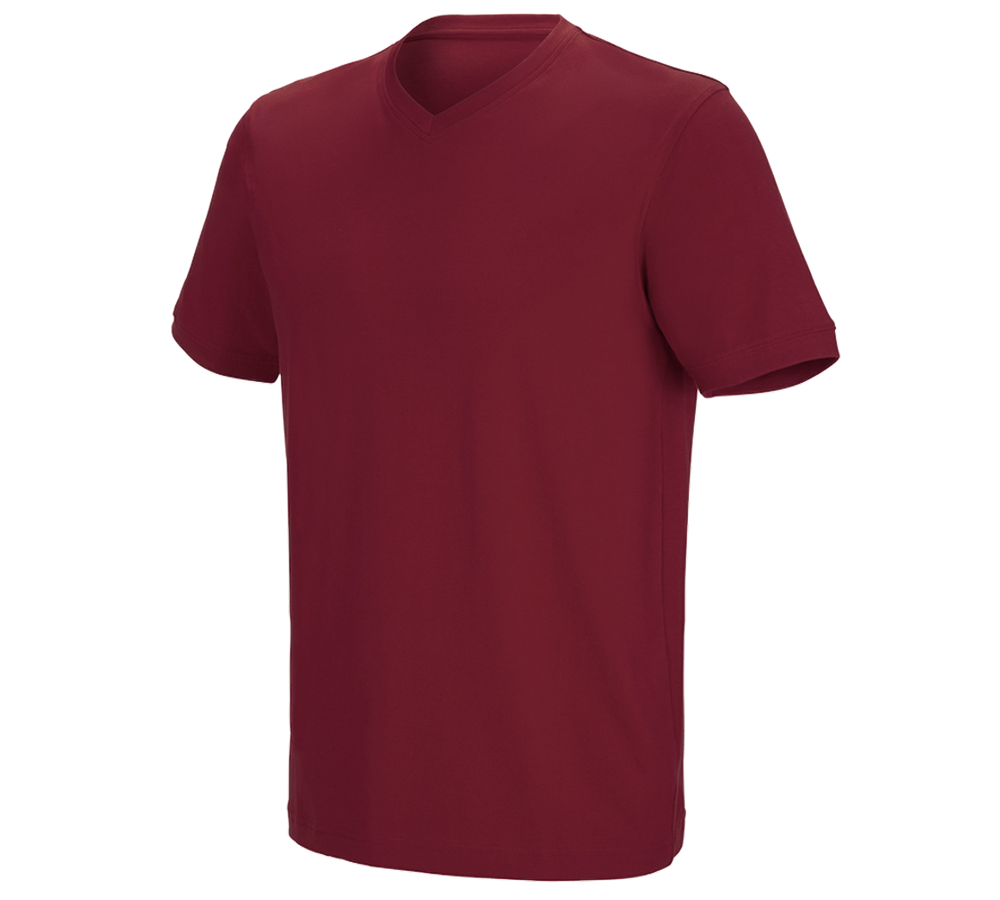 Maglie | Pullover | Camicie: e.s. t-shirt cotton stretch V-Neck + bordeaux