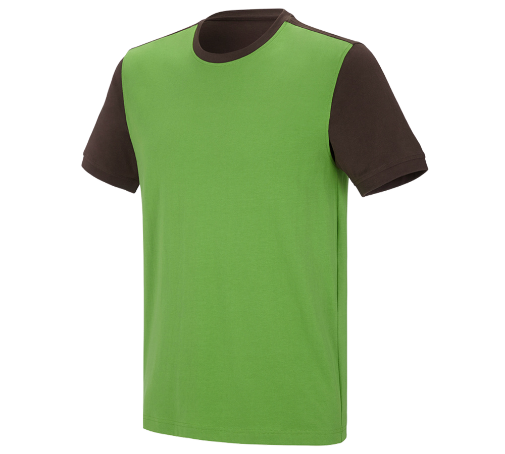 Installateur / Klempner: e.s. T-Shirt cotton stretch bicolor + seegrün/kastanie