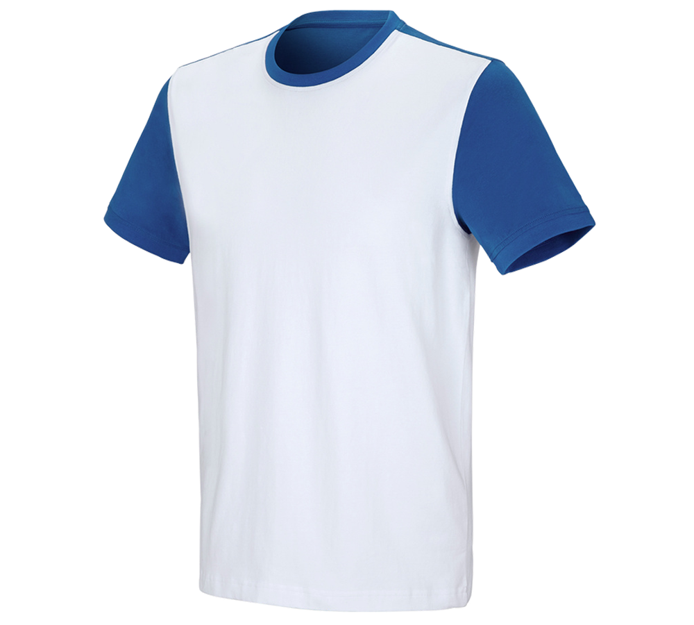 Giardinaggio / Forestale / Agricoltura: e.s. t-shirt cotton stretch bicolor + bianco/blu genziana