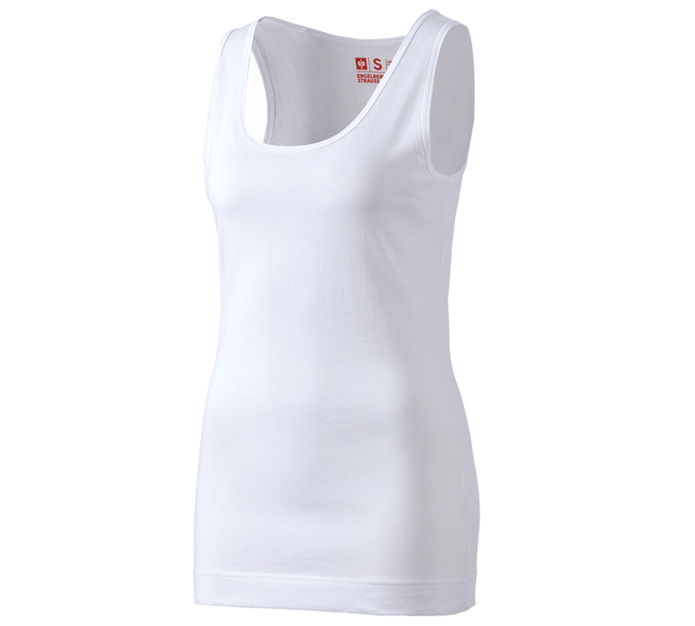 Maglie | Pullover | Bluse: e.s. Long-Tank cotton, donna + bianco