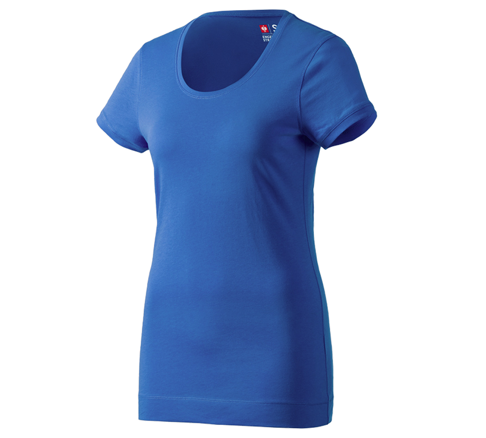 Maglie | Pullover | Bluse: e.s. Long-Shirt cotton, donna + blu genziana
