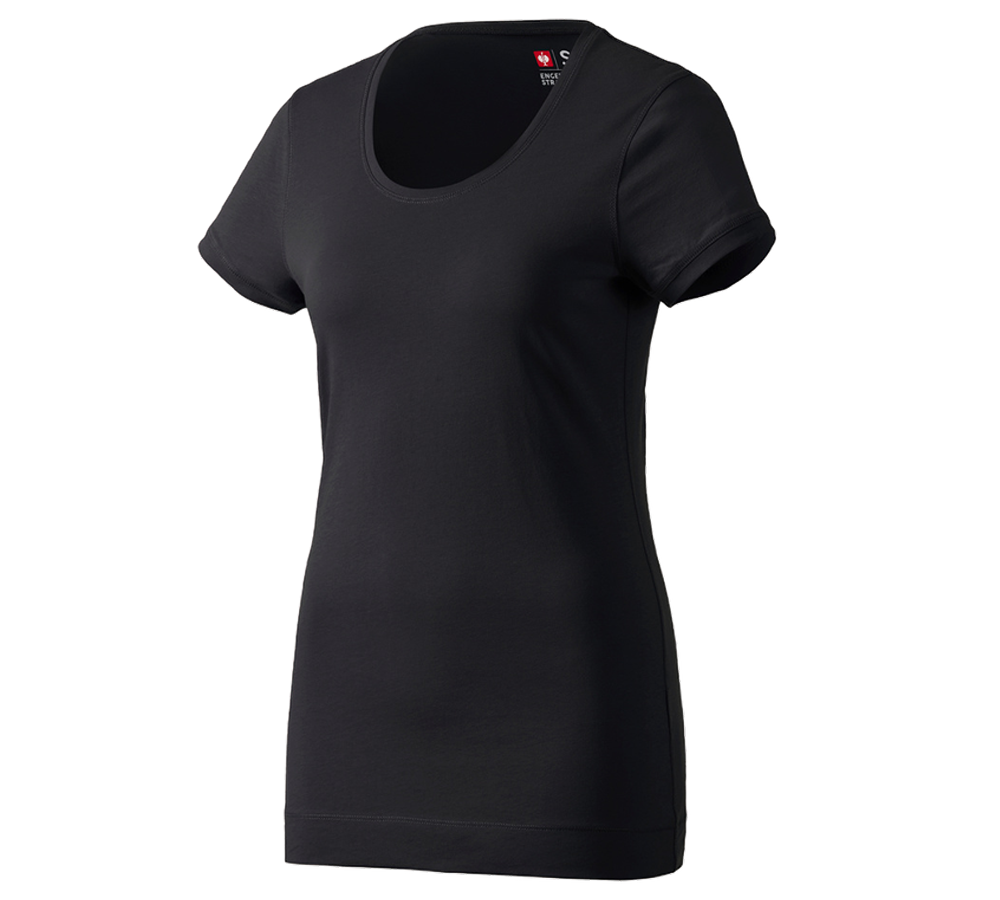 Maglie | Pullover | Bluse: e.s. Long-Shirt cotton, donna + nero